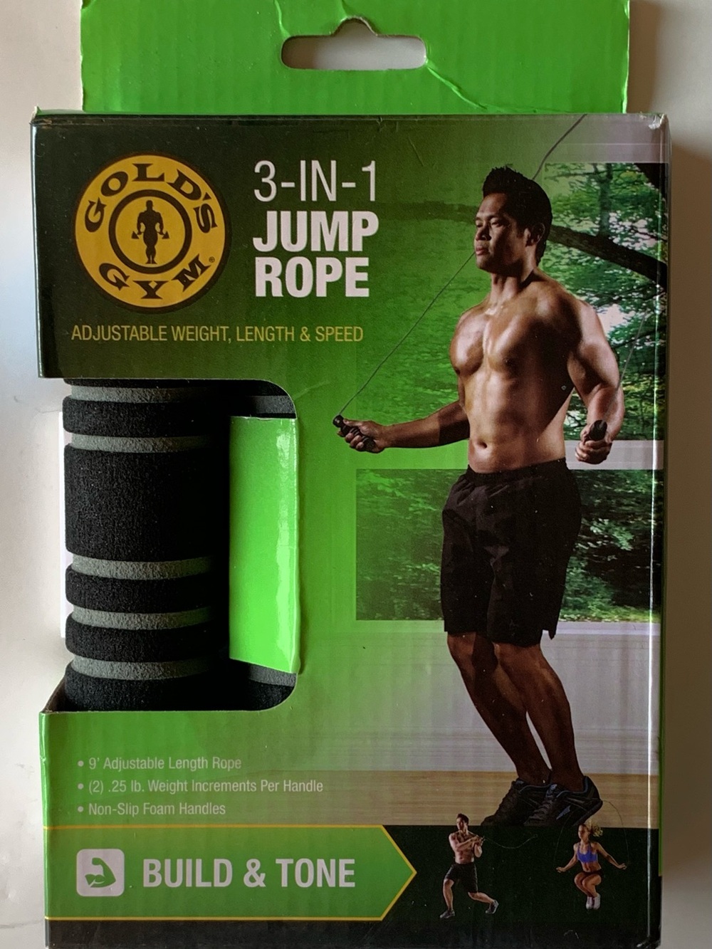 Gold's Gym 3-in-1 Weighted Jump Rope Adjustable 9 Ft Speed Rope Open Box New